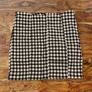 Free People Black and White Gingham Pencil Skirt